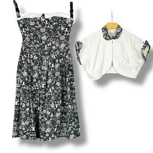 Vintage 1940s/1950s Lady Alice California Novelty Farm Print Dress with Shrug